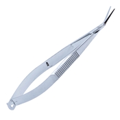 Aebli Corneal Section Scissors, Left, Flat Handle, Angled Blades with Blunt Tips, 18mm From Mid-Screw to Tip, Overall Length 4 3/4" (120mm) 